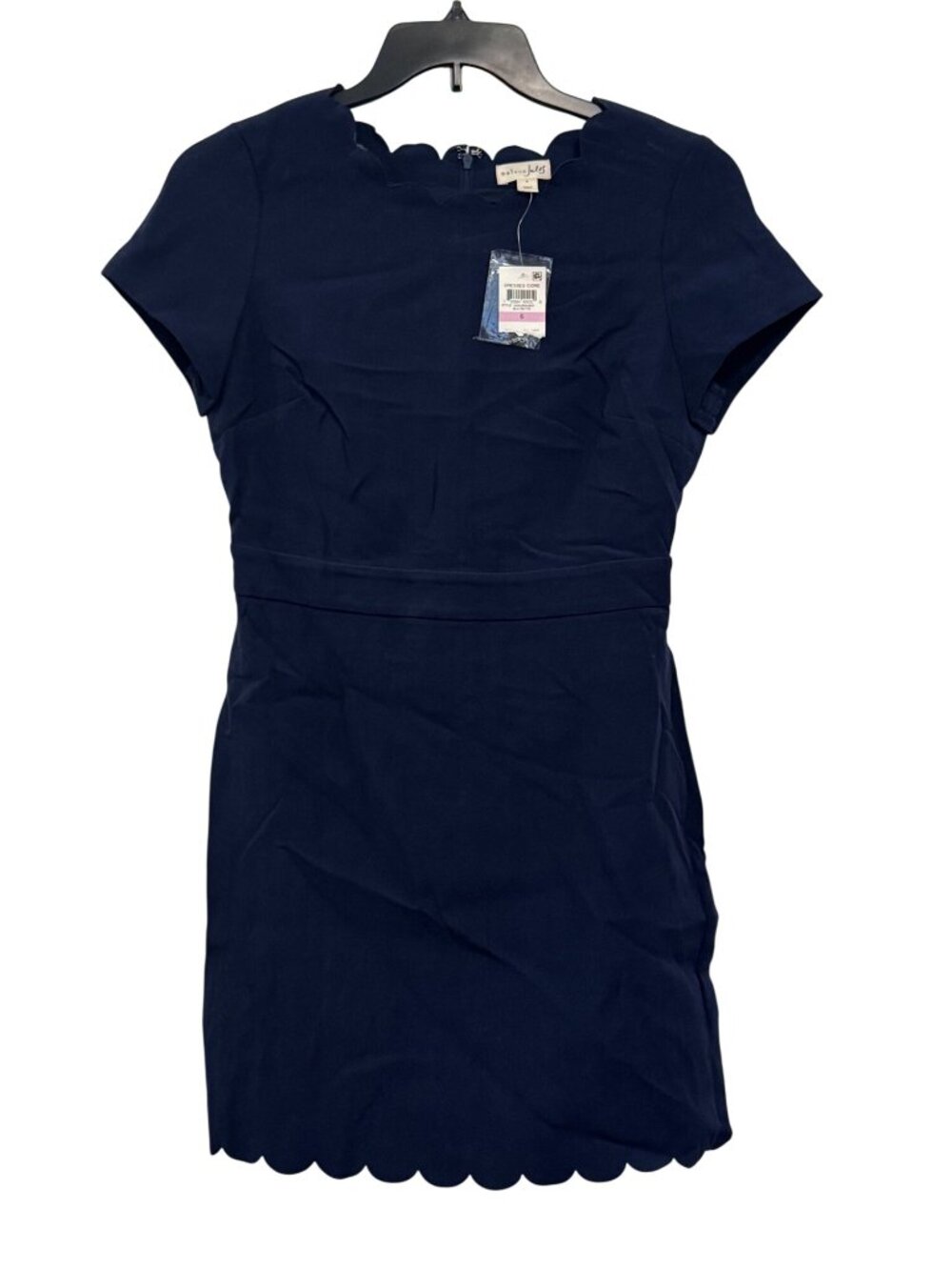 Maison Jules Navy Blue Scalloped Hem Short Sleeve Dress Size 6 - Picture 1 of 7